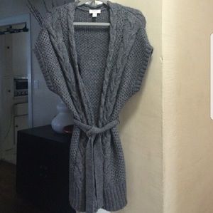 Ann taylor loft charcoal gray long cardigan